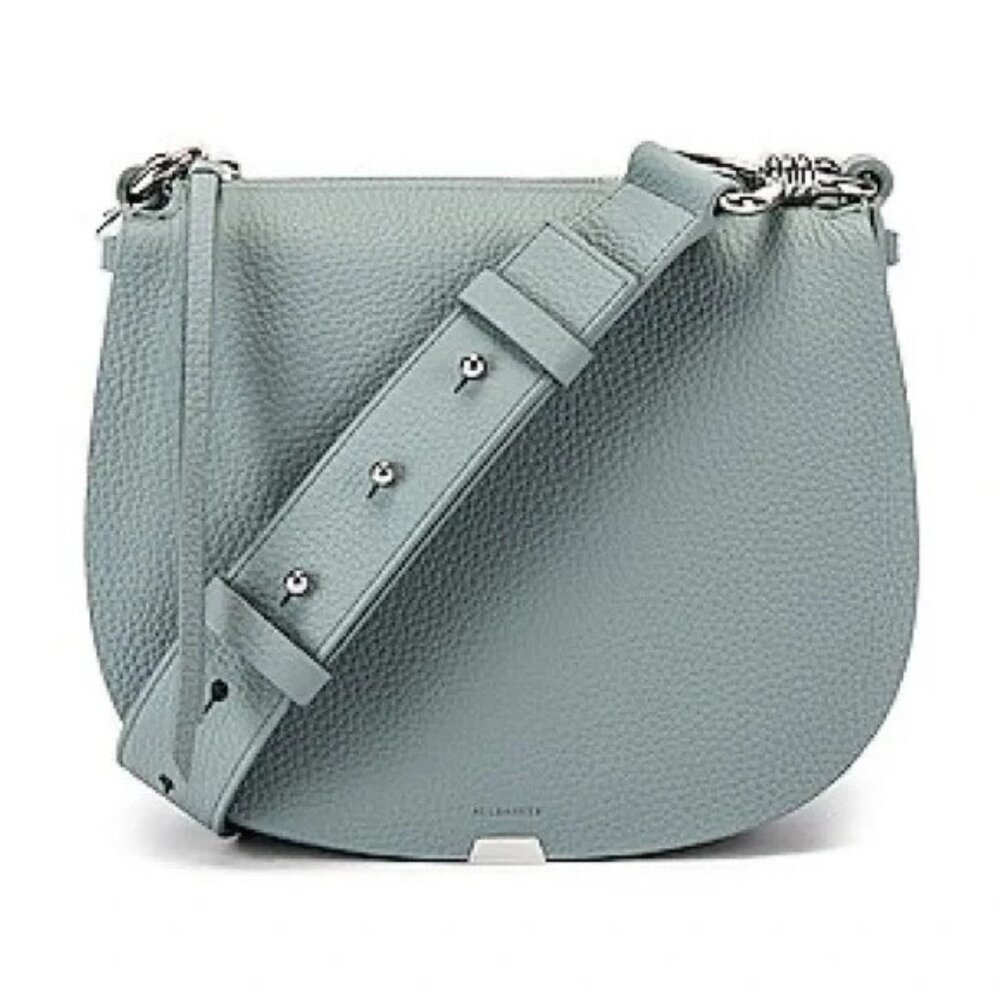 All Saints Captain Lea Round Crossbody Bag Denim Blue